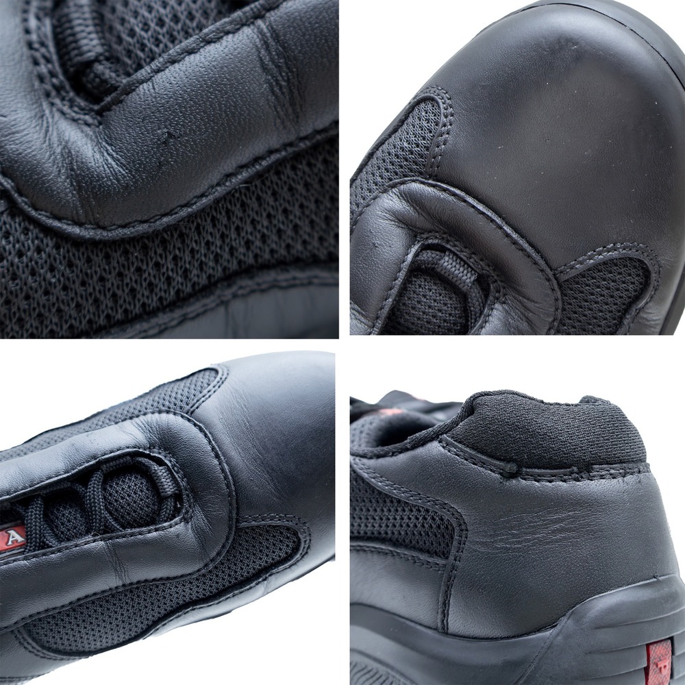 Prada Americas Cup Leather‎ & Mesh Sneakers – Black Size UK 7/ US 8 - Picture 12 of 13